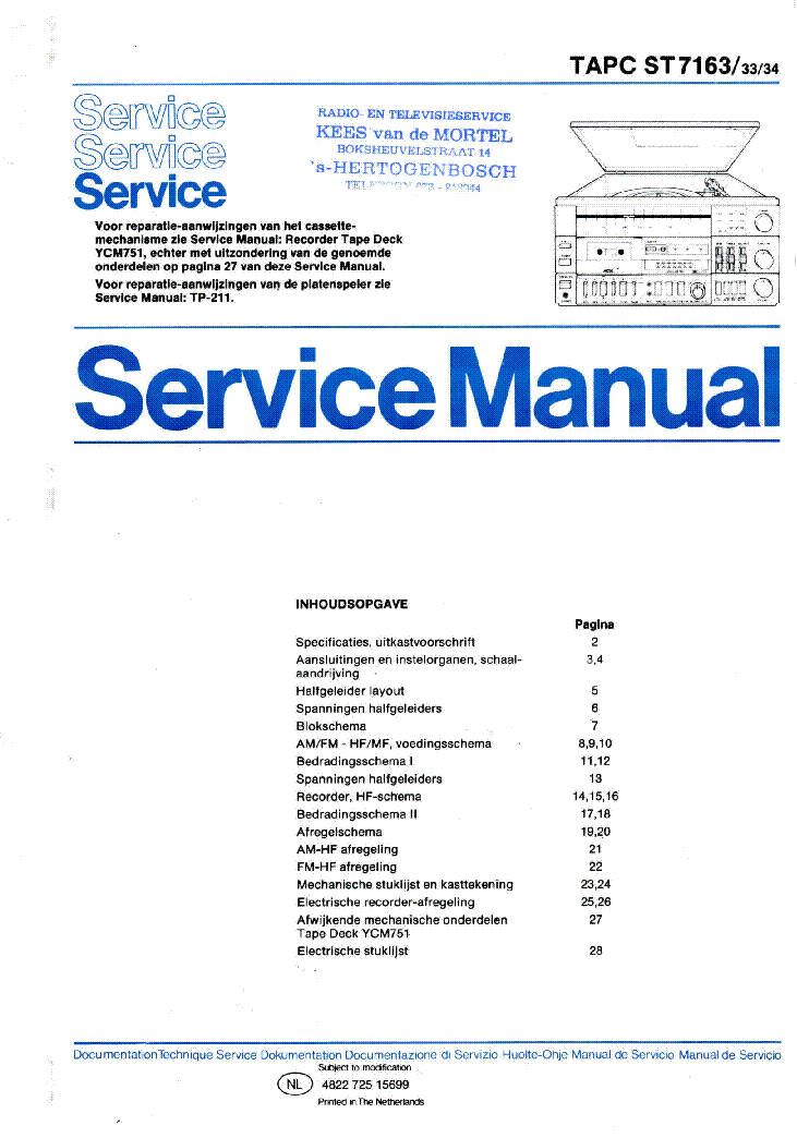 PHILIPS ERRES ST7163 SM service manual (1st page)