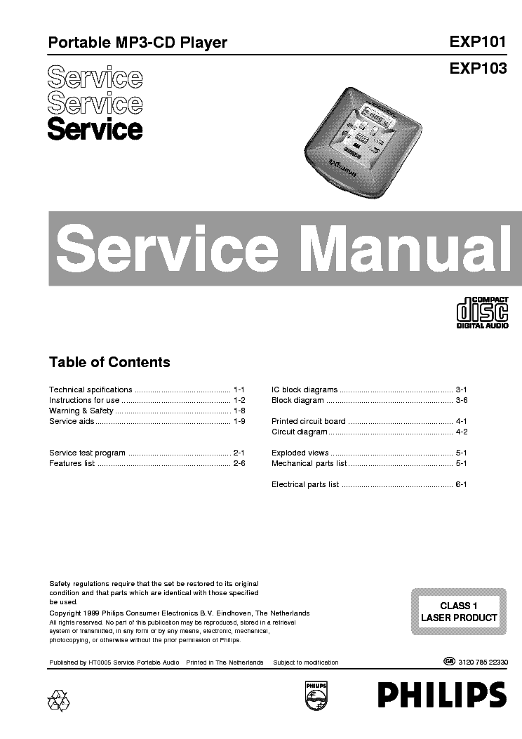 PHILIPS EXP101 EXP103 SM service manual (1st page)