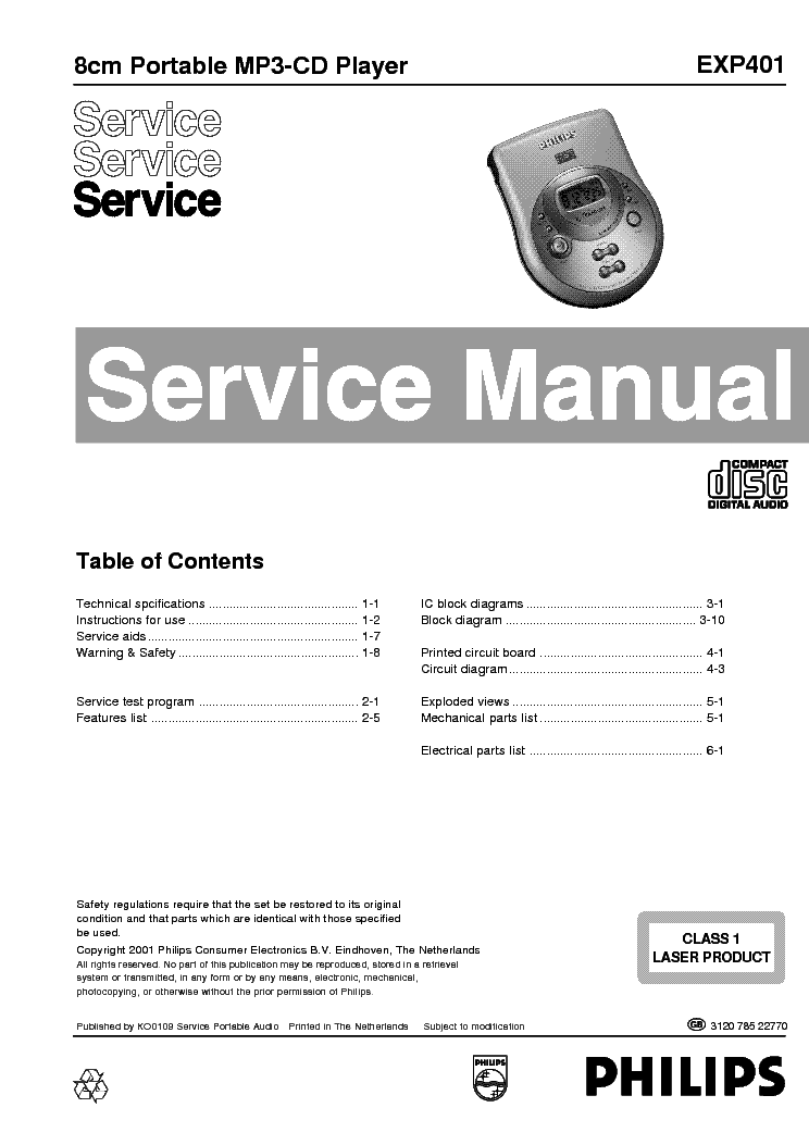PHILIPS EXP401 SM service manual (1st page)