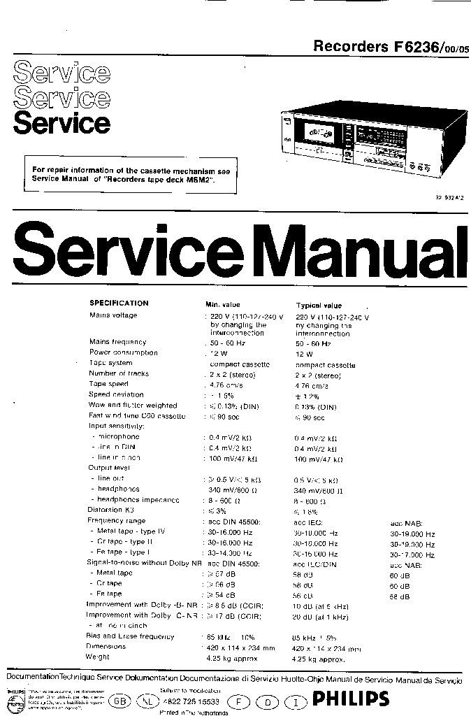 PHILIPS F6236-00-05 SM service manual (1st page)