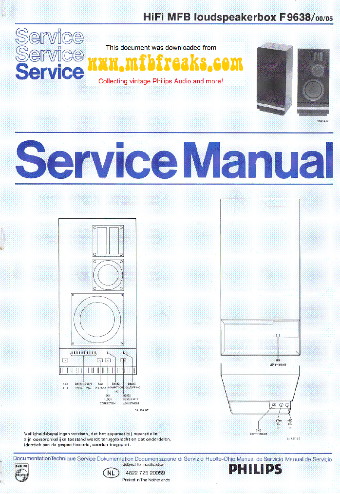 PHILIPS F9638 HIFI-ACTIVE-BOX SM service manual (1st page)