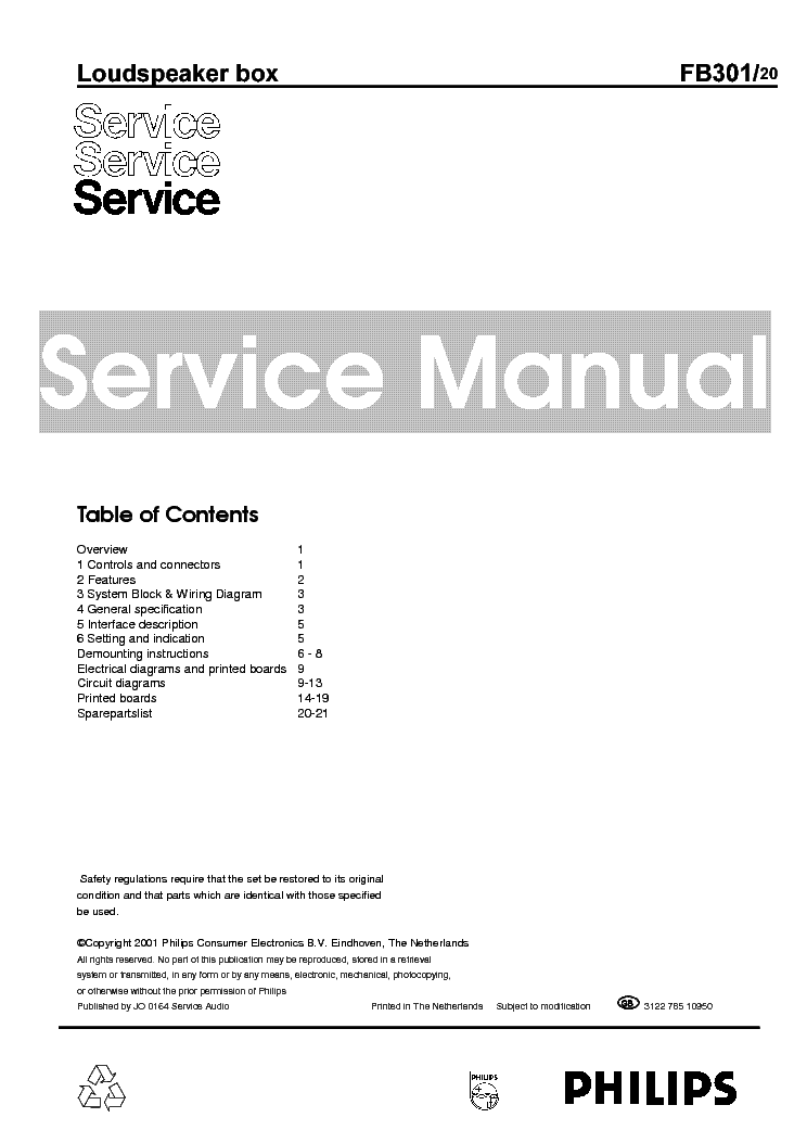 PHILIPS FB301 312278510950 service manual (1st page)