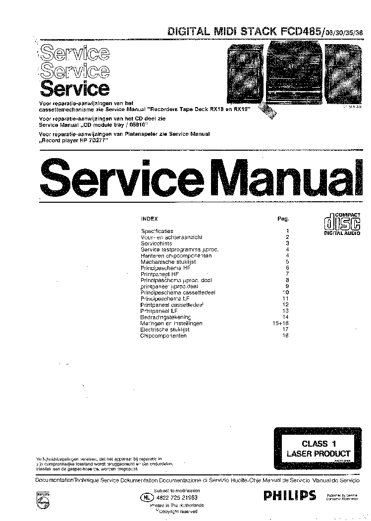 PHILIPS FCD485 service manual (1st page)