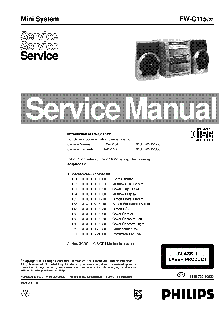 PHILIPS FW-C115-22 PAGES113 SM service manual