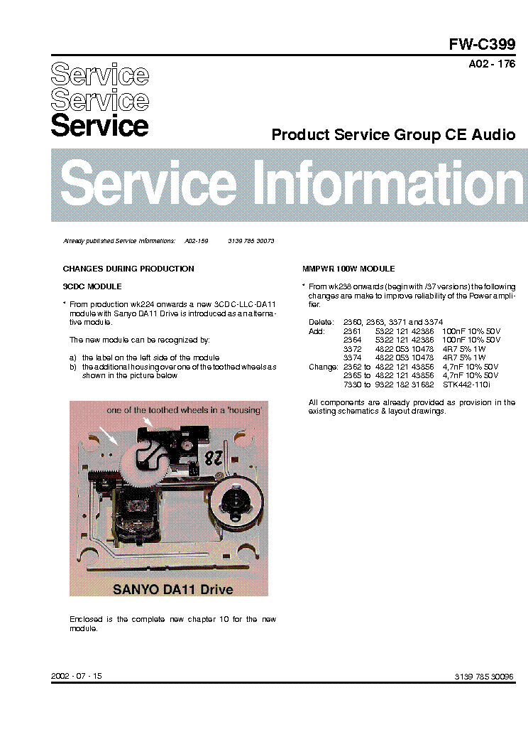 PHILIPS FW-C399 25 30 34 SM service manual (2nd page)