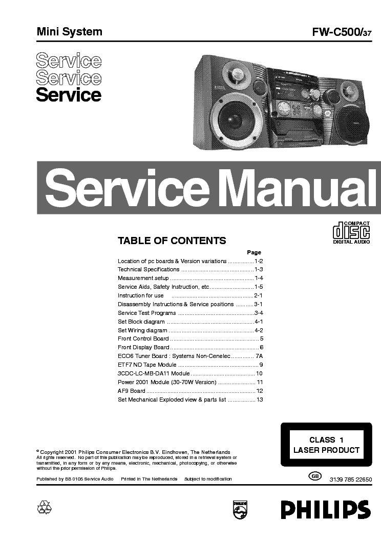 PHILIPS FW-C500 service manual (1st page)