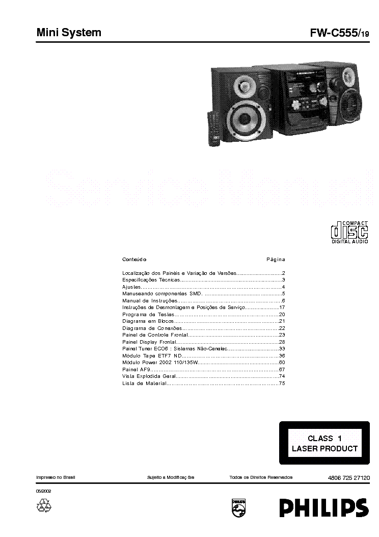 PHILIPS FW-C555 SCH service manual (1st page)