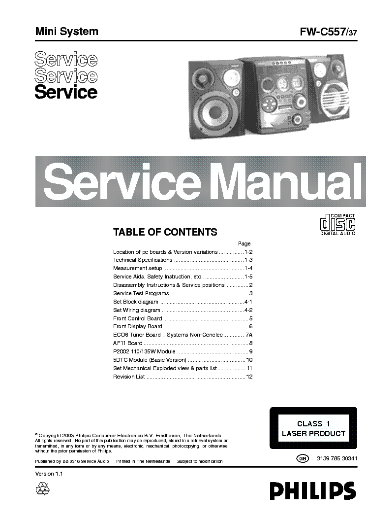 PHILIPS FW-C557 service manual (1st page)