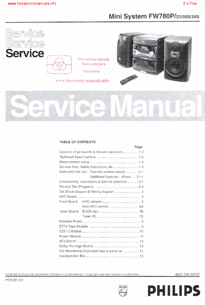 PHILIPS FW780P 22 30S 34S SM service manual (1st page)