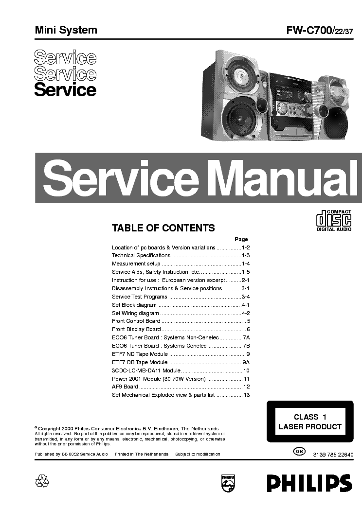 PHILIPS FW C700 22 34 37 service manual (1st page)