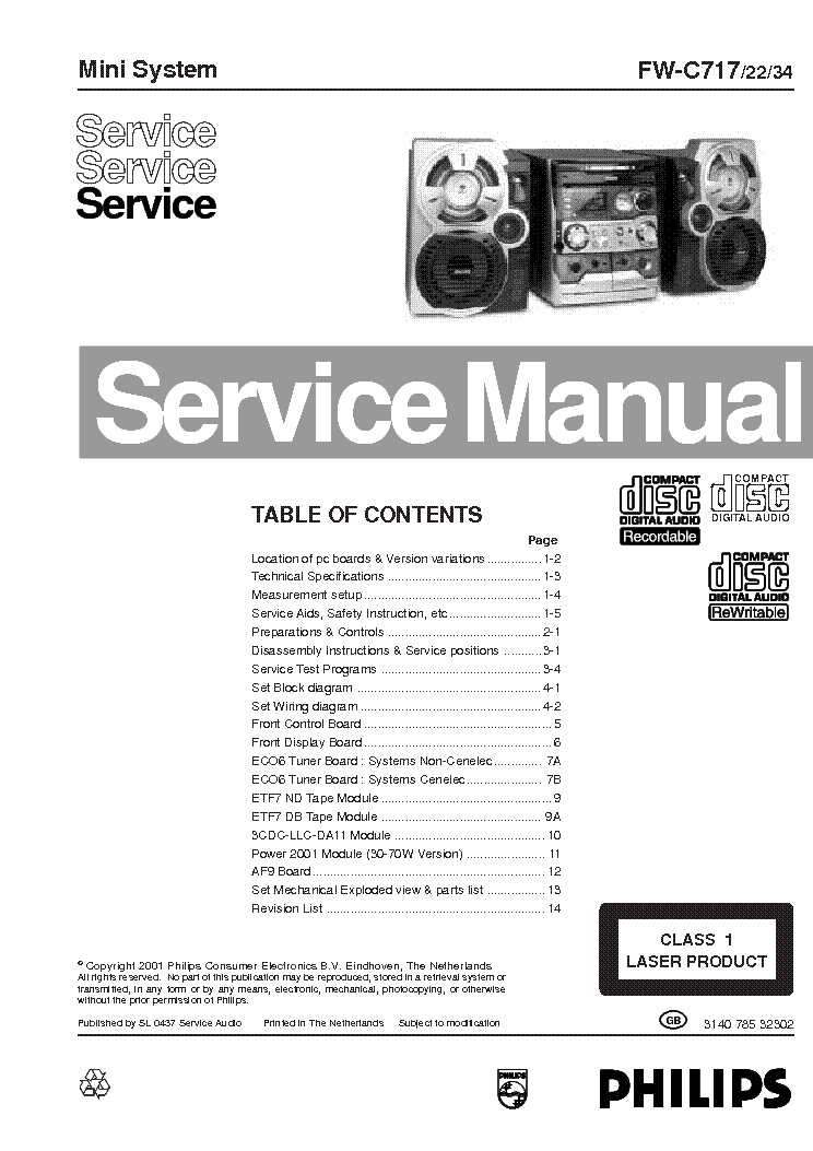 PHILIPS FW C717 service manual (1st page)