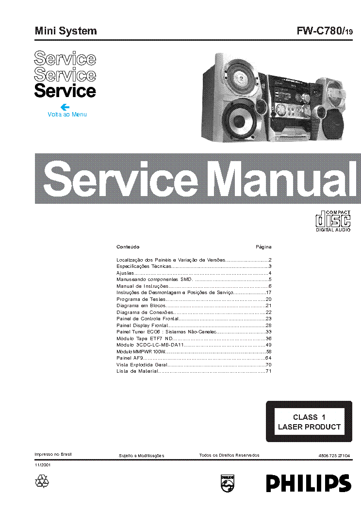 PHILIPS FW C780 service manual (1st page)