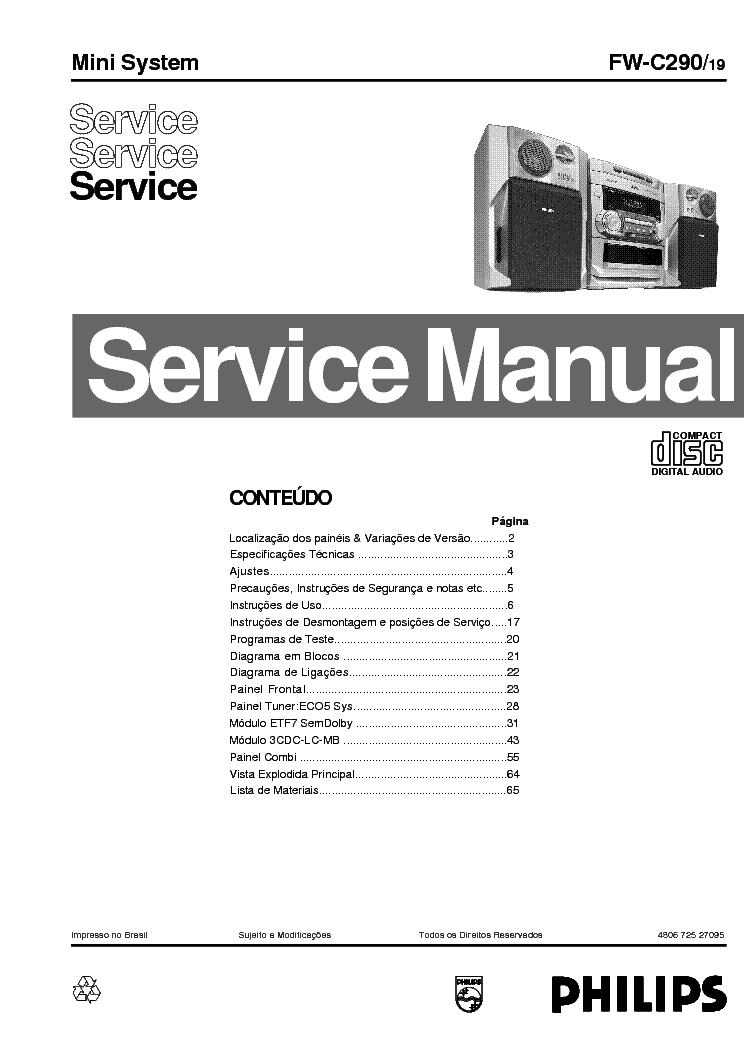 PHILIPS FWC290 SCH service manual (1st page)