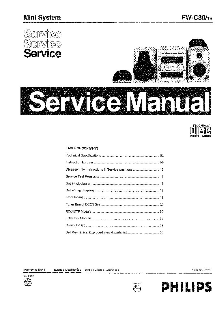 PHILIPS FWC30 480672527072 SCH service manual (1st page)