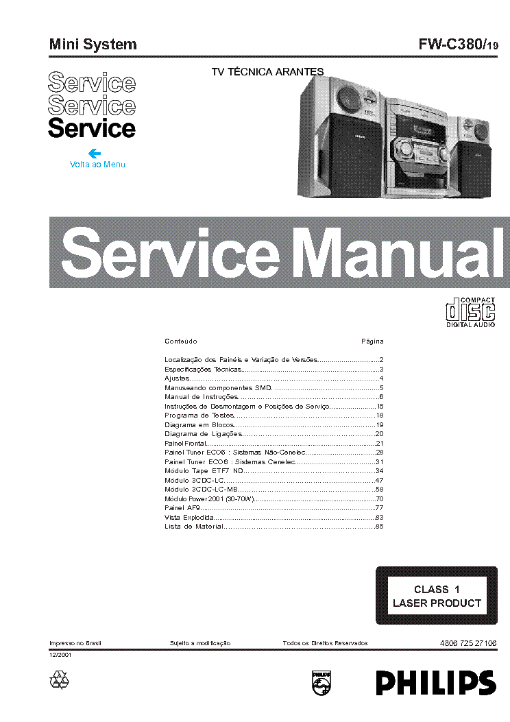 PHILIPS FWC380-19 SCH service manual (1st page)