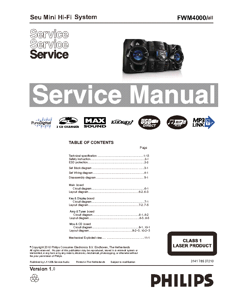 PHILIPS FWM4000X SM service manual (1st page)