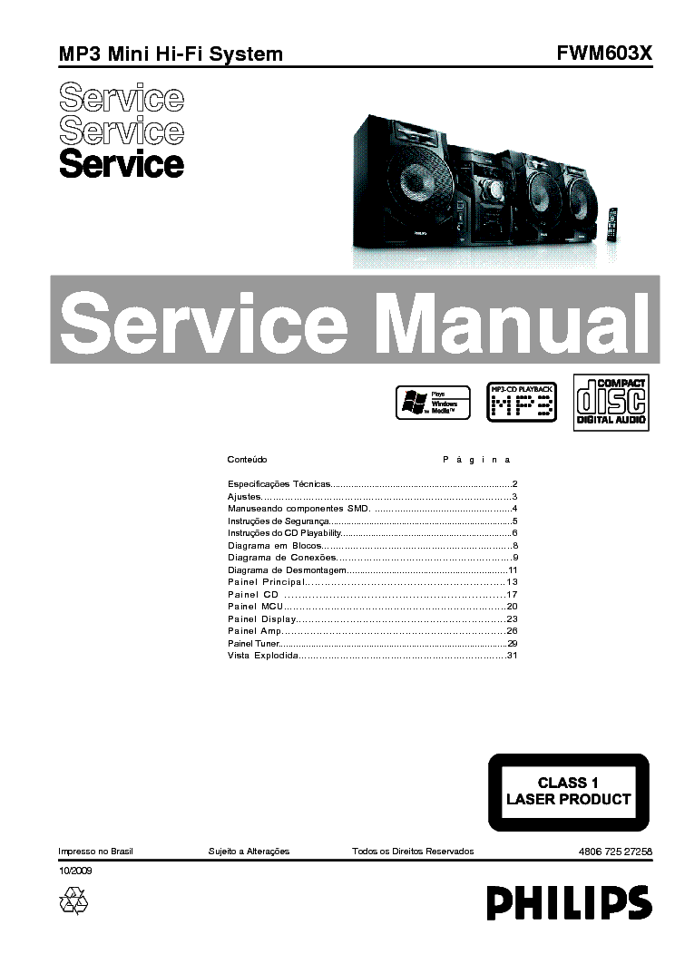 PHILIPS FWM603 service manual (1st page)