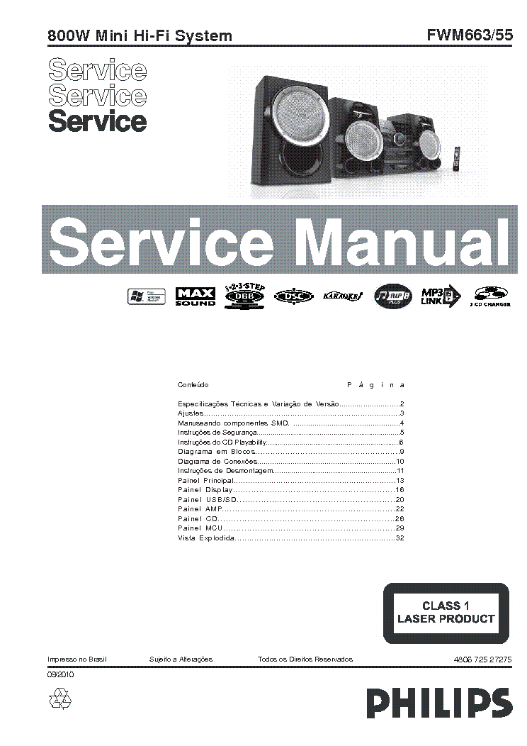 PHILIPS FWM663-55 service manual (1st page)