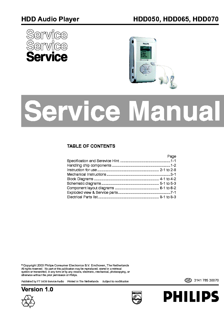 PHILIPS HDD050 HDD065 HDD070 SM service manual (1st page)