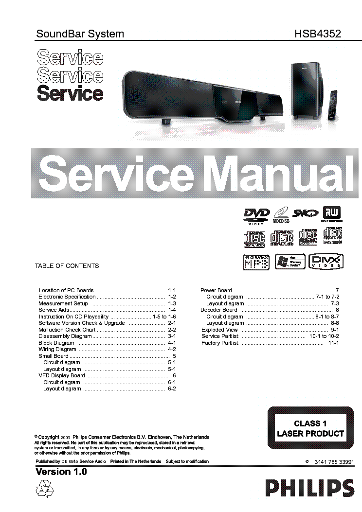 PHILIPS HSB4352 VER1.0 service manual (1st page)