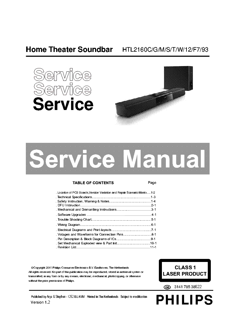 PHILIPS HTL-2160C VER.1.2 service manual (1st page)