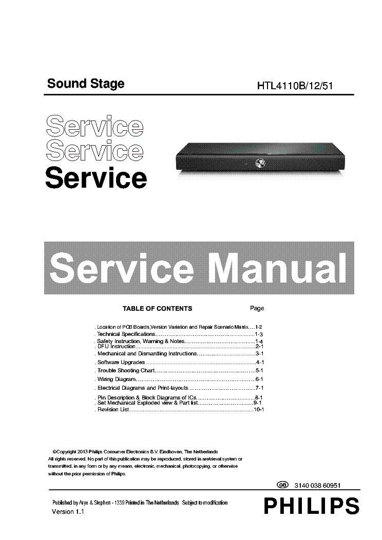 PHILIPS HTL4110B 12 51 service manual (1st page)