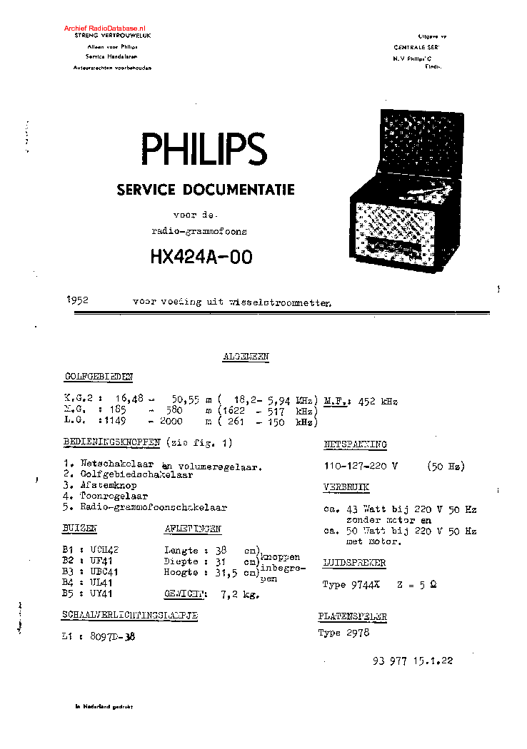 PHILIPS HX424A service manual (1st page)