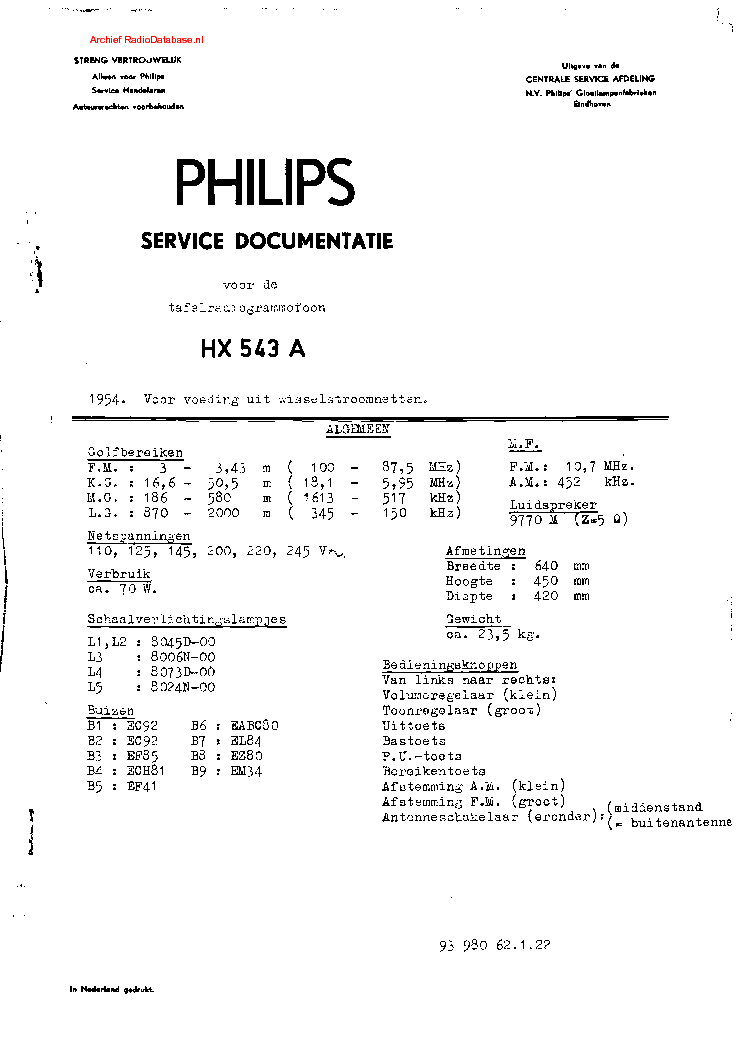 PHILIPS HX543A service manual (1st page)