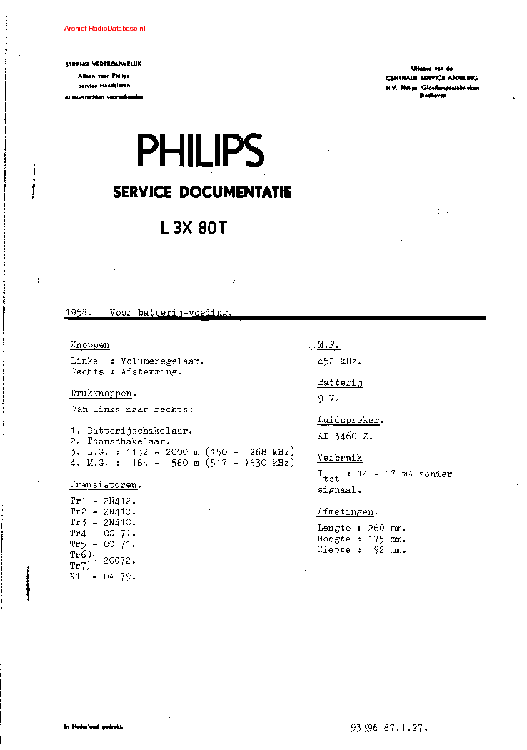 PHILIPS L3X80TR SCH service manual (1st page)
