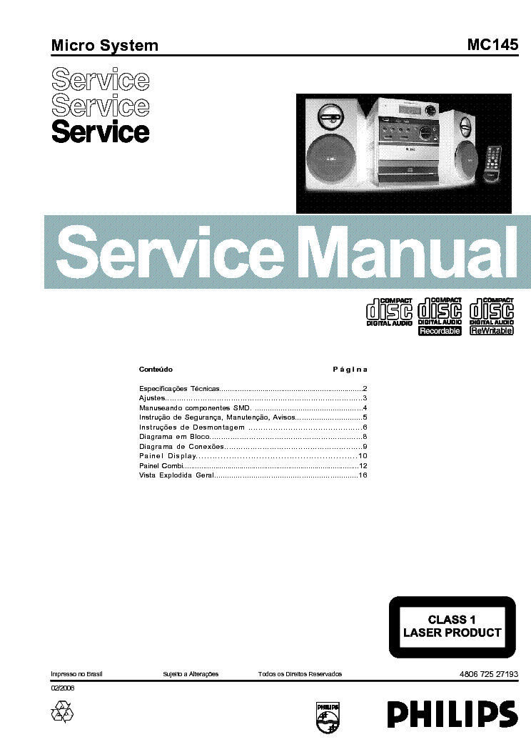 PHILIPS MC-145 service manual (1st page)