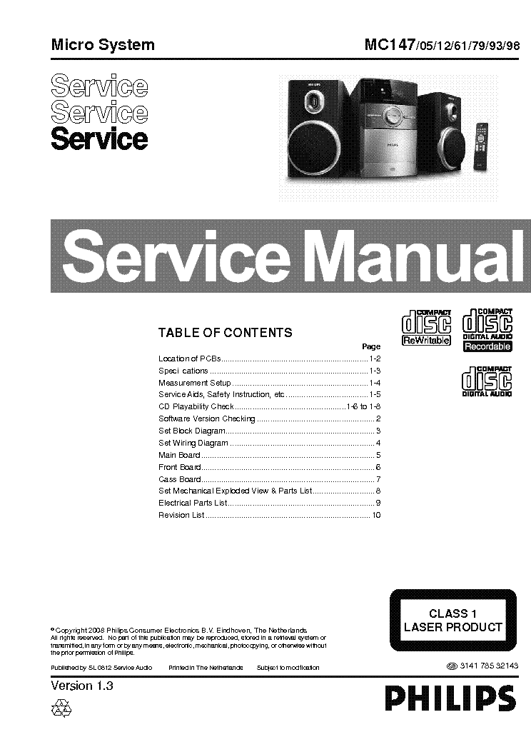 PHILIPS MC-147 service manual (1st page)