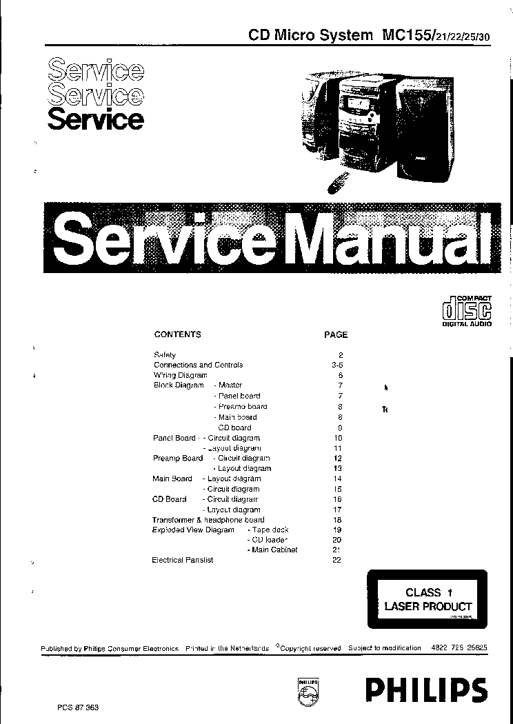 PHILIPS MC-155-21-22-25-30 SM service manual (1st page)