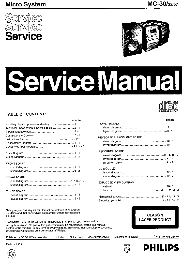 PHILIPS MC-30 SM service manual (1st page)