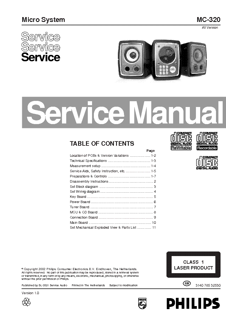 PHILIPS MC-320 service manual (1st page)