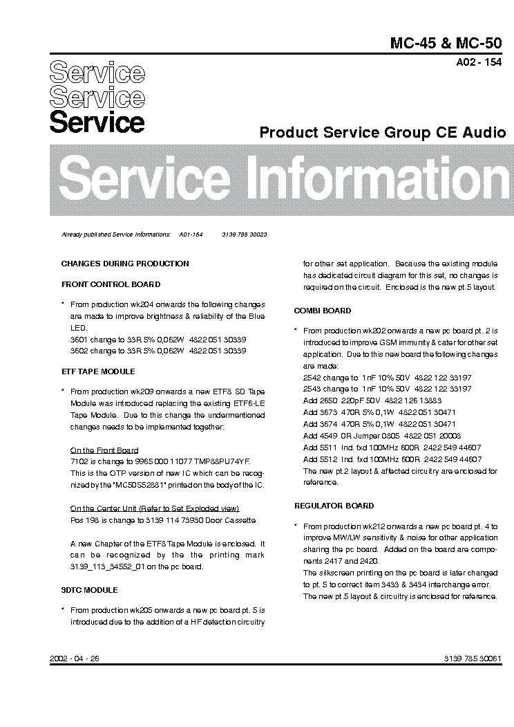 PHILIPS MC-45 50 SM service manual (1st page)