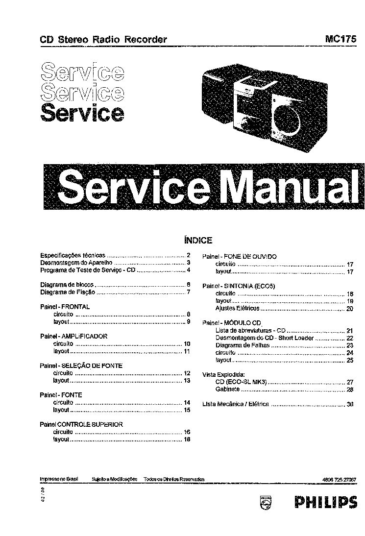 PHILIPS MC175 service manual (1st page)