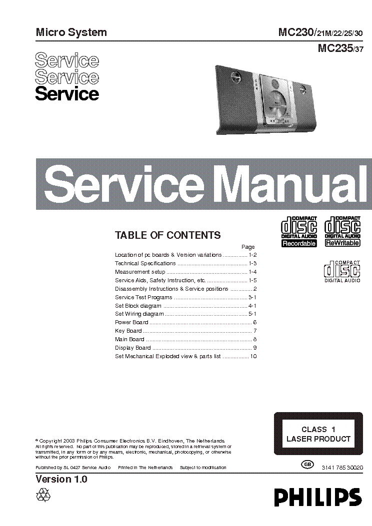PHILIPS MC235-37-AUDIO-SYSTEM service manual (1st page)