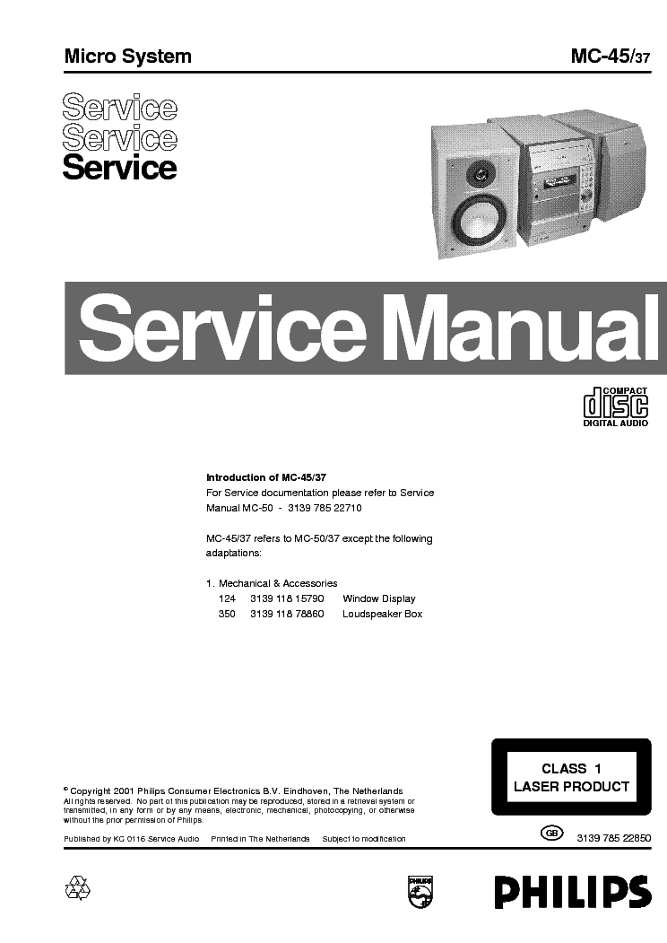 PHILIPS MC45 SM service manual (1st page)