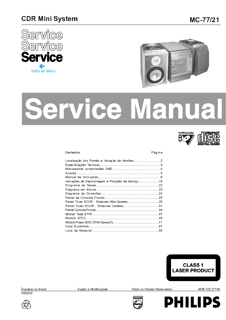 PHILIPS MC77-21 SM service manual (1st page)