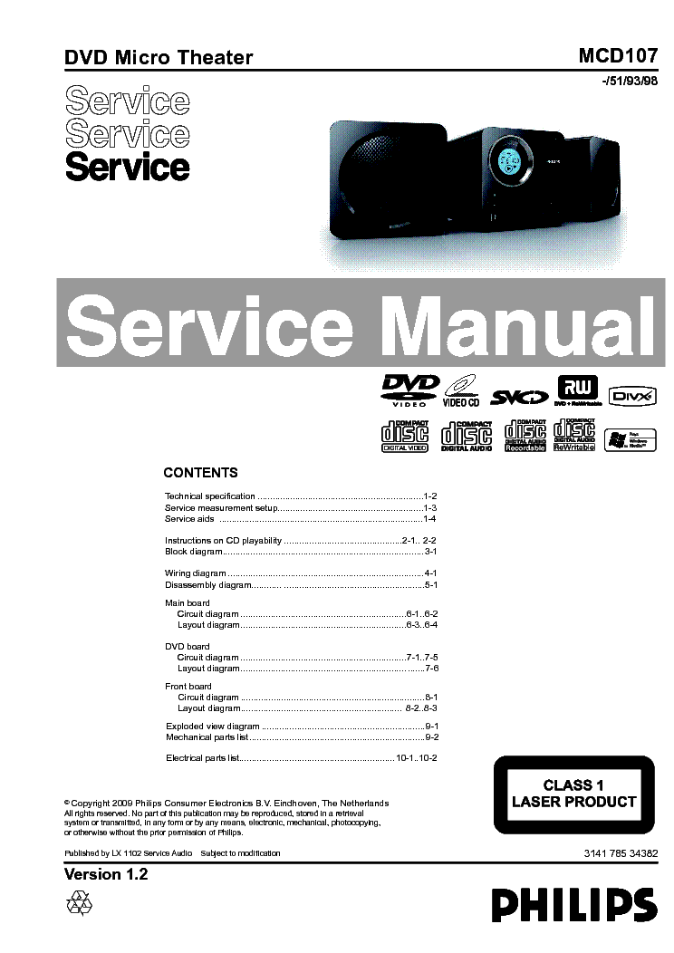 PHILIPS MCD107 service manual (1st page)