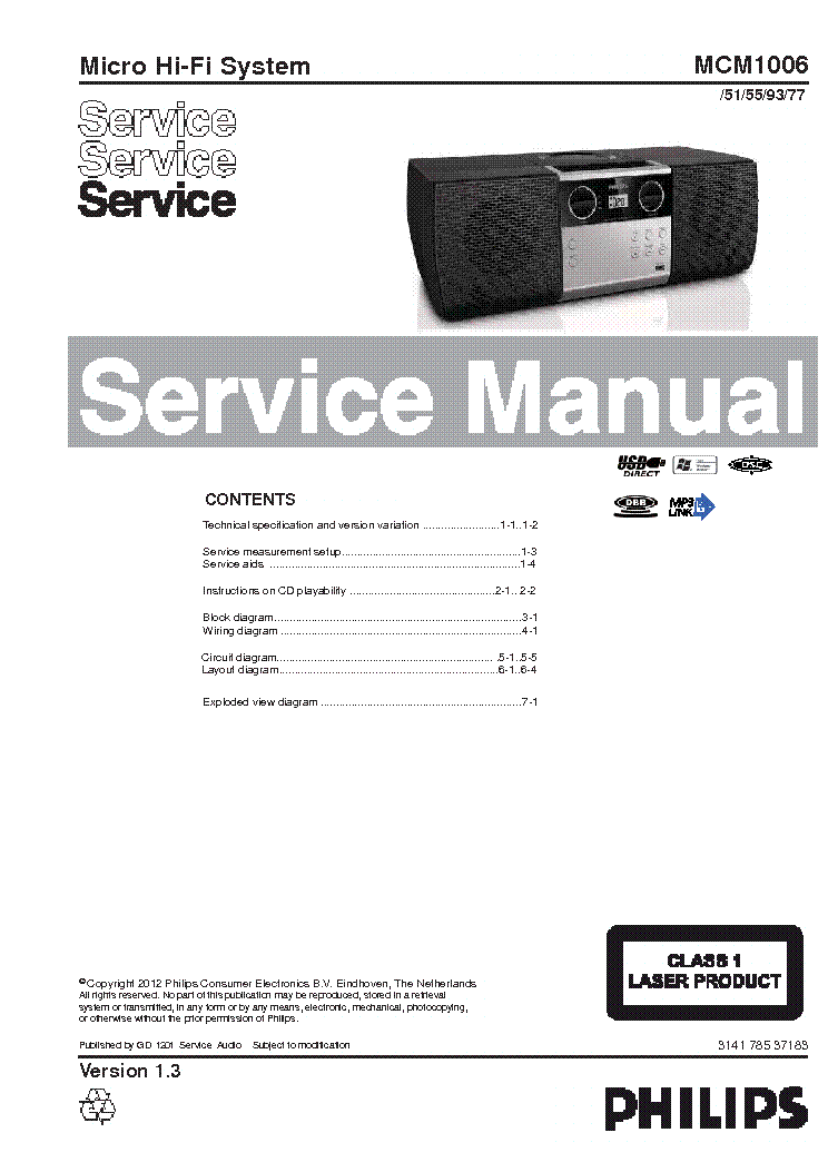 PHILIPS MCM1006 VER1.3 service manual (1st page)