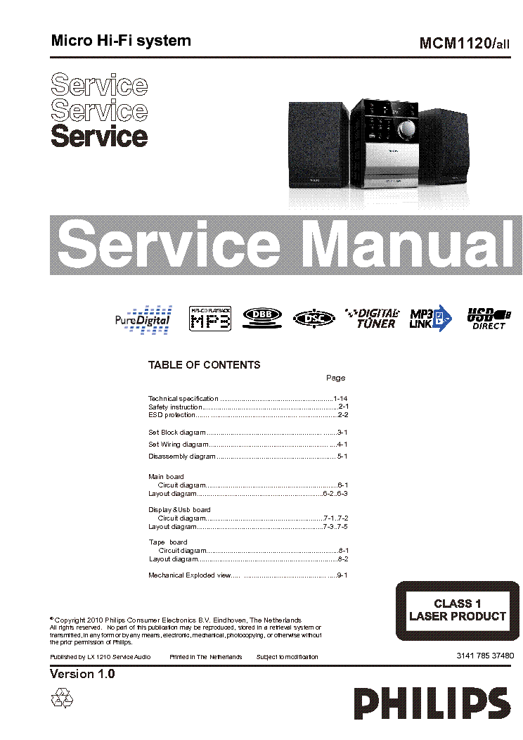 PHILIPS MCM1120 VER.1.0 service manual (1st page)