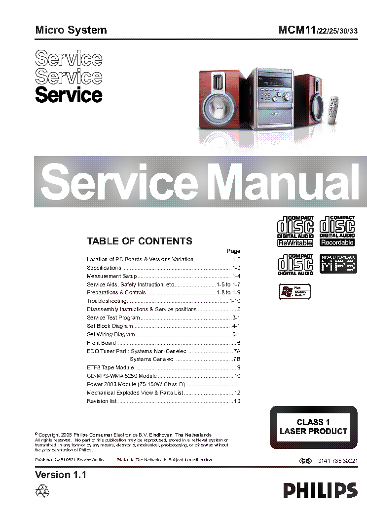 PHILIPS MCM11 22 service manual (1st page)