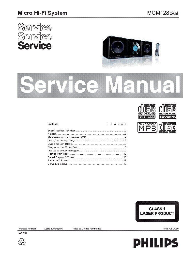 PHILIPS MCM128B SM service manual (1st page)