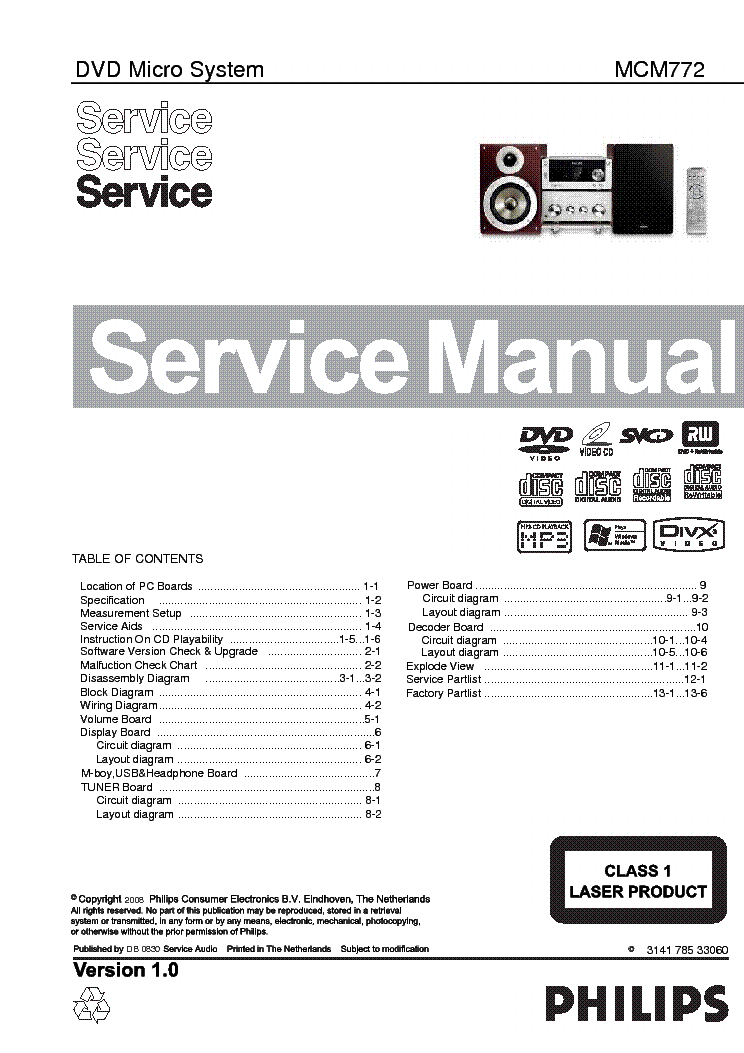 PHILIPS MCM772 VER.1.0 service manual (1st page)