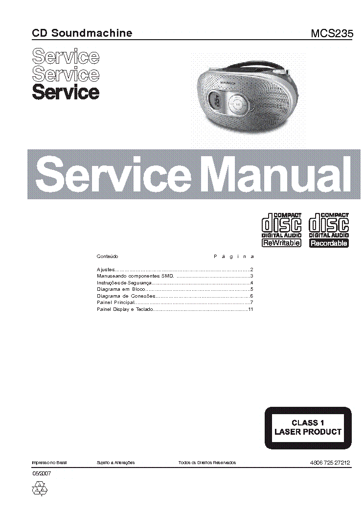 PHILIPS MCS235 480672527212 service manual (1st page)