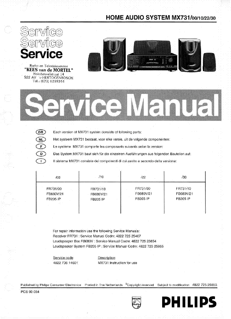 PHILIPS MX731-00-10-22-30 SM service manual (1st page)