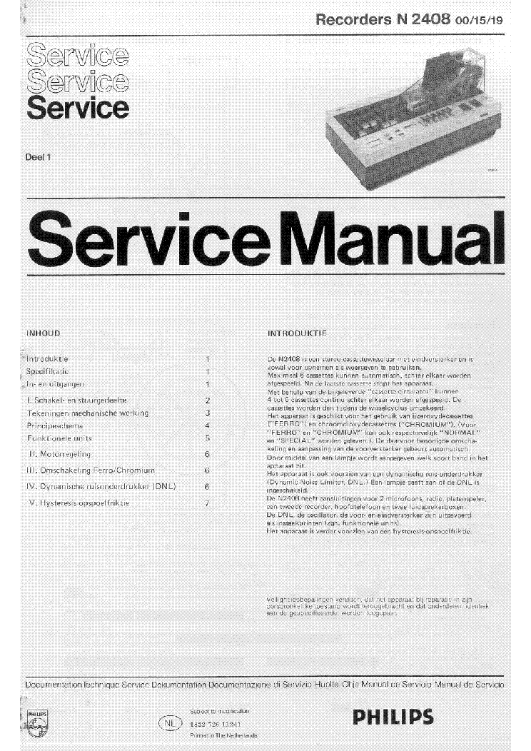 PHILIPS N2408 SERIE CHANGING STEREO CASSETTE RECORDER SM service manual (1st page)