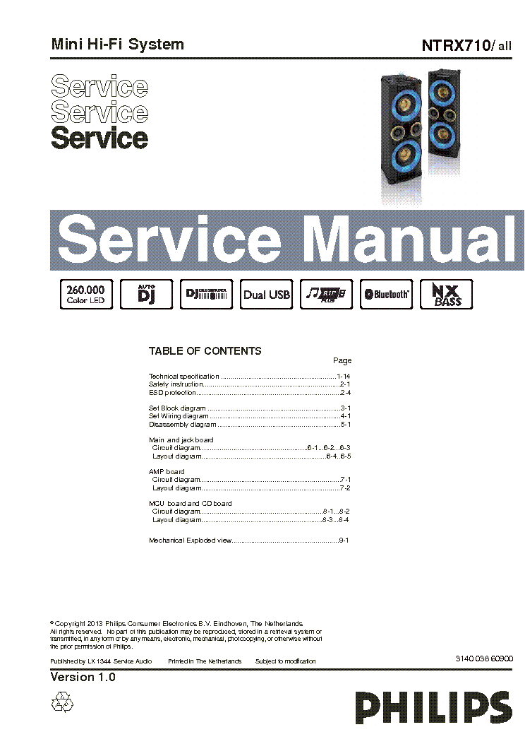 PHILIPS NTRX710 VER.1.0 service manual (1st page)