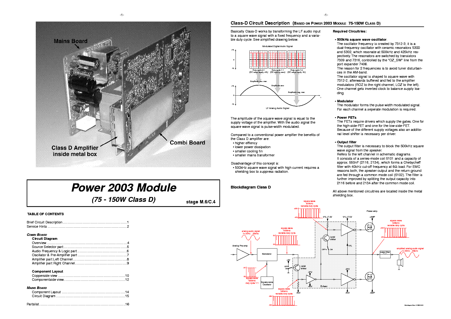 PHILIPS POWER 2003 MODULE 75-150W CLASSD service manual (1st page)